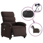 vidaXL Fotoliu electric de masaj rabatabil, maro închis, textil