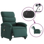 vidaXL Fotoliu electric de masaj rabatabil, verde închis, textil vidaXL Fotoliu electric de masaj rabatabil, verde închis, textil