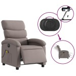 vidaXL Fotoliu electric de masaj rabatabil, gri taupe, textil