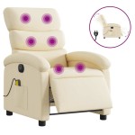 vidaXL Fotoliu electric de masaj rabatabil, crem, textil