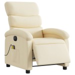 vidaXL Fotoliu electric de masaj rabatabil, crem, textil