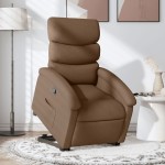 vidaXL Fotoliu rabatabil cu ridicare pe verticală, maro, textil