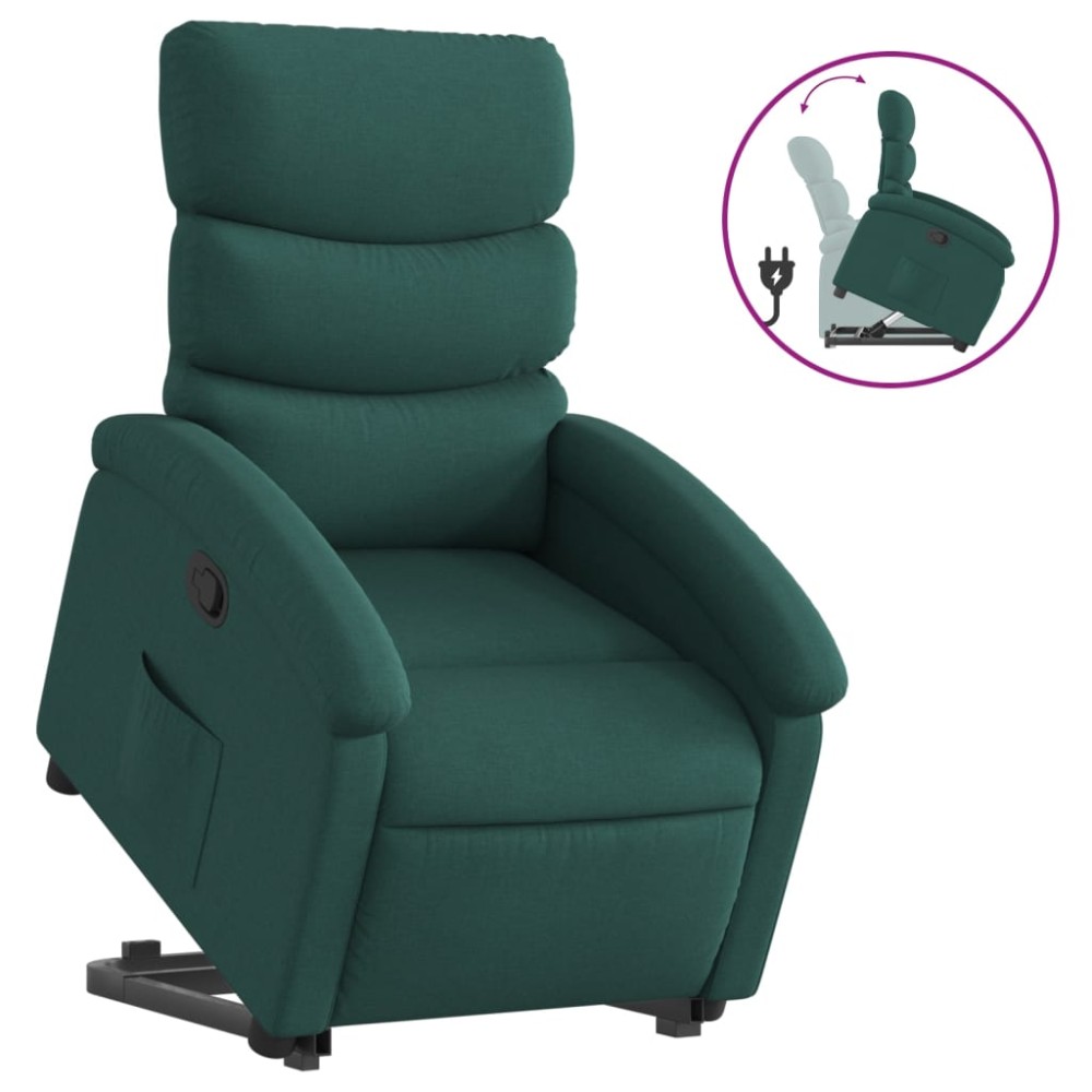 vidaXL Fotoliu rabatabil ridicare pe verticală, verde închis, textil