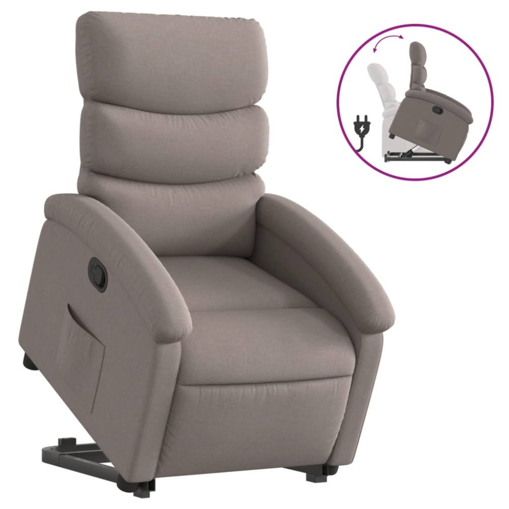 vidaXL Fotoliu rabatabil cu ridicare pe verticală, gri taupe, textil