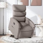 vidaXL Fotoliu rabatabil cu ridicare pe verticală, gri taupe, textil vidaXL Fotoliu rabatabil cu ridicare pe verticală, gri taupe, textil