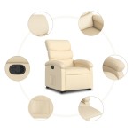 vidaXL Fotoliu rabatabil cu ridicare pe verticală, crem, textil