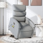 vidaXL Fotoliu de masaj rabatabil cu ridicare, gri deschis, textil vidaXL Fotoliu de masaj rabatabil cu ridicare, gri deschis, textil