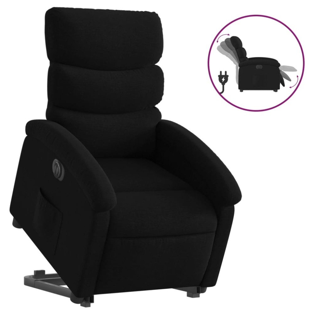 vidaXL Fotoliu electric rabatabil cu ridicare, negru, textil
