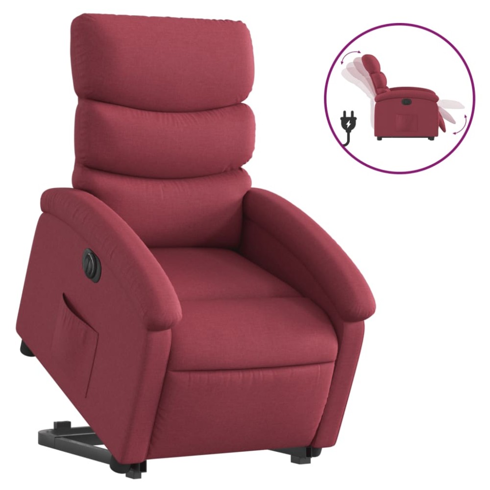 vidaXL Fotoliu electric rabatabil cu ridicare, roșu vin, textil