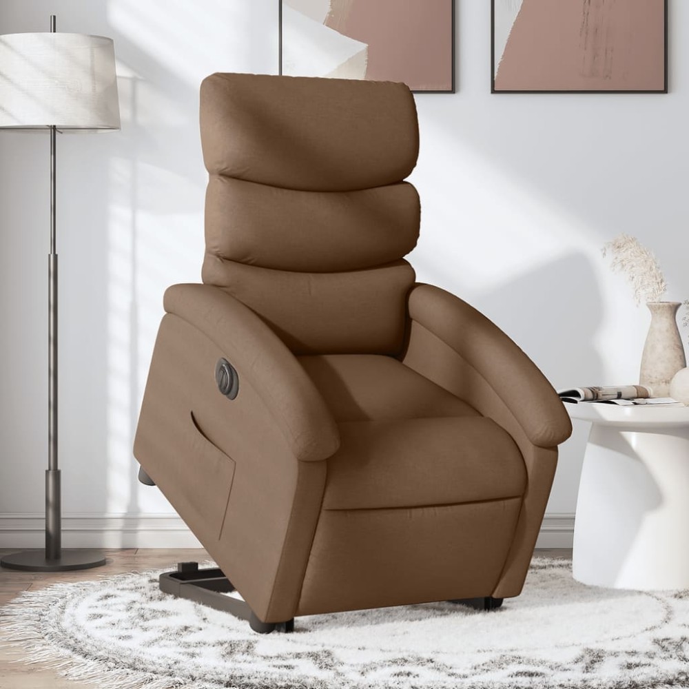vidaXL Fotoliu electric rabatabil cu ridicare, maro, textil