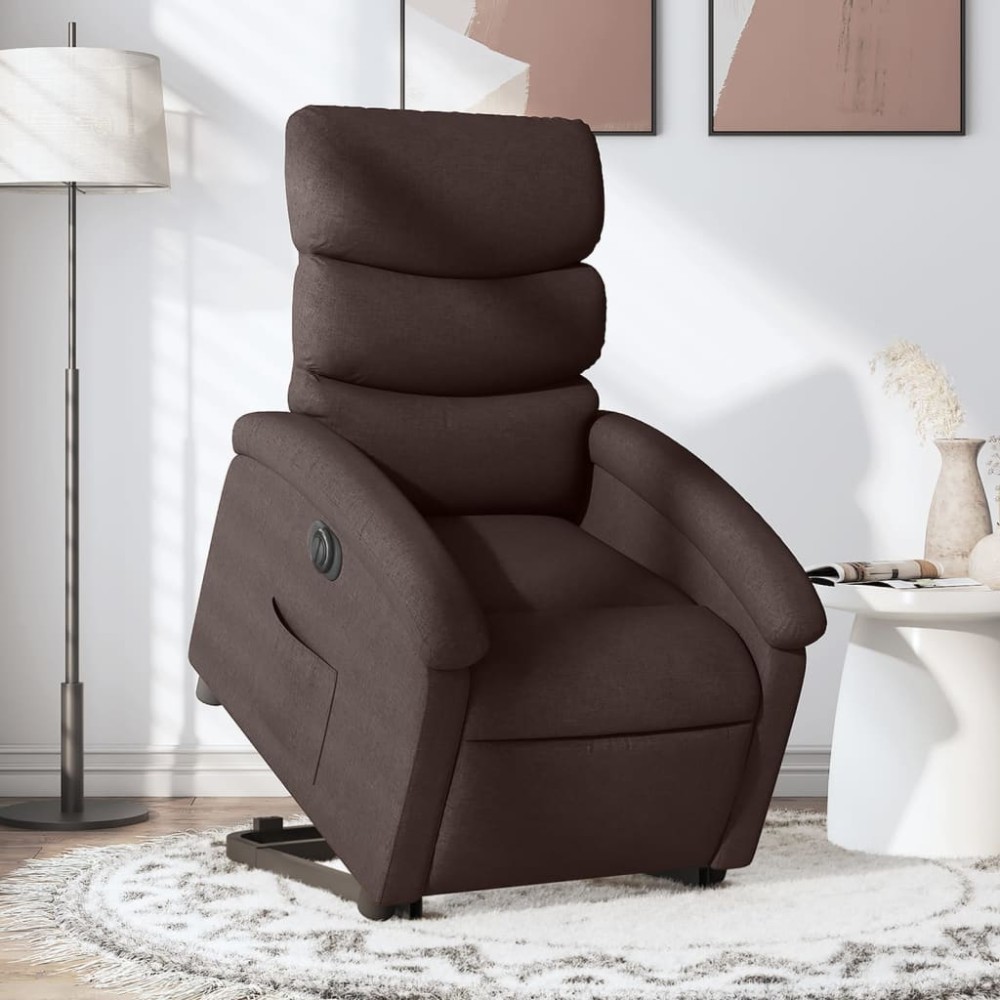 vidaXL Fotoliu electric rabatabil cu ridicare, maro închis, textil
