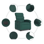 vidaXL Fotoliu electric rabatabil cu ridicare, verde închis, textil