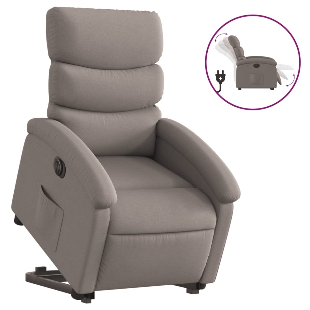 vidaXL Fotoliu electric rabatabil cu ridicare, gri taupe, textil