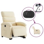 vidaXL Fotoliu electric rabatabil cu ridicare, crem, textil