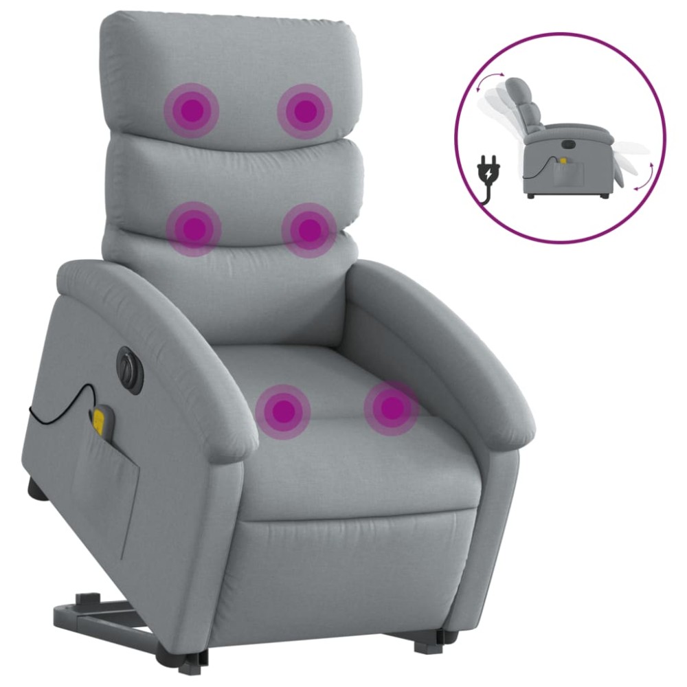 vidaXL Fotoliu electric masaj rabatabil cu ridicare, gri închis textil
