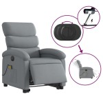 vidaXL Fotoliu electric masaj rabatabil cu ridicare, gri închis textil
