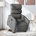 vidaXL Fotoliu electric masaj rabatabil cu ridicare, gri închis textil