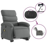 vidaXL Fotoliu electric masaj rabatabil cu ridicare, gri închis textil