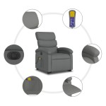 vidaXL Fotoliu electric masaj rabatabil cu ridicare, gri închis textil