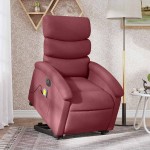 vidaXL Fotoliu de masaj electric rabatabil cu ridicare roșu vin textil vidaXL Fotoliu de masaj electric rabatabil cu ridicare roșu vin textil