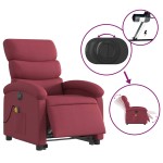 vidaXL Fotoliu de masaj electric rabatabil cu ridicare roșu vin textil vidaXL Fotoliu de masaj electric rabatabil cu ridicare roșu vin textil