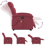 vidaXL Fotoliu de masaj electric rabatabil cu ridicare roșu vin textil vidaXL Fotoliu de masaj electric rabatabil cu ridicare roșu vin textil
