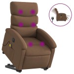 vidaXL Fotoliu electric de masaj rabatabil cu ridicare, maro, textil vidaXL Fotoliu electric de masaj rabatabil cu ridicare, maro, textil
