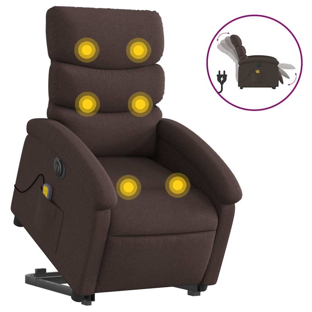 vidaXL Fotoliu electric masaj rabatabil cu ridicare maro închis textil
