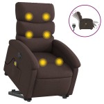 vidaXL Fotoliu electric masaj rabatabil cu ridicare maro închis textil vidaXL Fotoliu electric masaj rabatabil cu ridicare maro închis textil