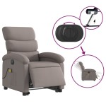 vidaXL Fotoliu electric masaj rabatabil cu ridicare, gri taupe, textil