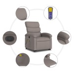 vidaXL Fotoliu electric masaj rabatabil cu ridicare, gri taupe, textil