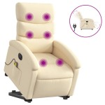 vidaXL Fotoliu electric de masaj rabatabil cu ridicare, crem, textil vidaXL Fotoliu electric de masaj rabatabil cu ridicare, crem, textil