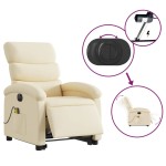 vidaXL Fotoliu electric de masaj rabatabil cu ridicare, crem, textil vidaXL Fotoliu electric de masaj rabatabil cu ridicare, crem, textil