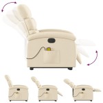 vidaXL Fotoliu electric de masaj rabatabil cu ridicare, crem, textil vidaXL Fotoliu electric de masaj rabatabil cu ridicare, crem, textil