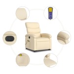 vidaXL Fotoliu electric de masaj rabatabil cu ridicare, crem, textil vidaXL Fotoliu electric de masaj rabatabil cu ridicare, crem, textil