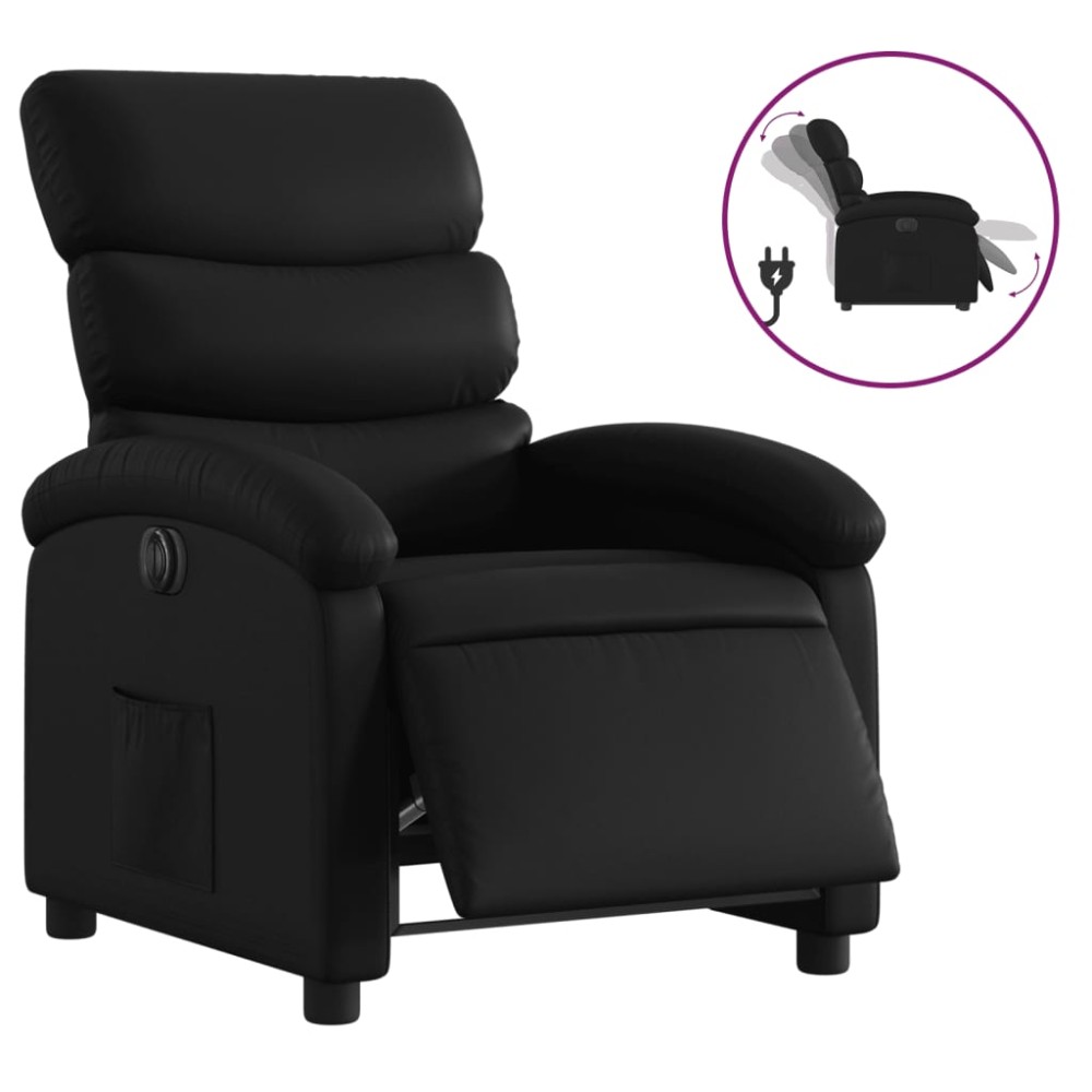 vidaXL Fotoliu rabatabil electric, negru, piele ecologică