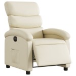 vidaXL Fotoliu rabatabil electric, crem, piele ecologică