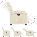 vidaXL Fotoliu rabatabil electric, crem, piele ecologică