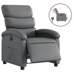 vidaXL Fotoliu rabatabil electric, gri, piele ecologică
