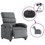 vidaXL Fotoliu rabatabil electric, gri, piele ecologică