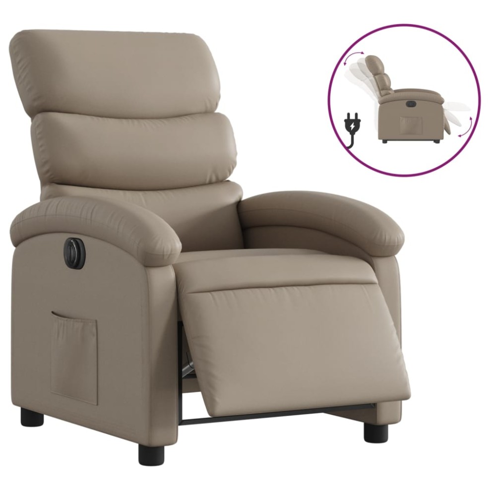 vidaXL Fotoliu rabatabil electric, cappuccino, piele ecologică