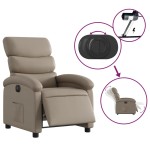 vidaXL Fotoliu rabatabil electric, cappuccino, piele ecologică