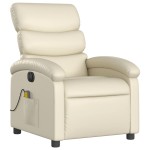 vidaXL Fotoliu electric de masaj rabatabil, crem, piele ecologică