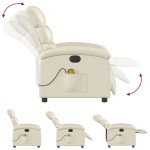vidaXL Fotoliu electric de masaj rabatabil, crem, piele ecologică
