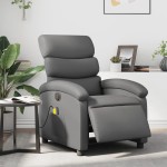 vidaXL Fotoliu de masaj electric rabatabil, gri, piele ecologică vidaXL Fotoliu de masaj electric rabatabil, gri, piele ecologică