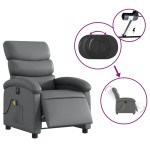 vidaXL Fotoliu de masaj electric rabatabil, gri, piele ecologică vidaXL Fotoliu de masaj electric rabatabil, gri, piele ecologică