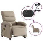 vidaXL Fotoliu electric masaj rabatabil, cappuccino, piele ecologică