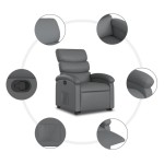 vidaXL Fotoliu rabatabil cu ridicare, gri, piele ecologică vidaXL Fotoliu rabatabil cu ridicare, gri, piele ecologică