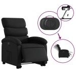 vidaXL Fotoliu rabatabil electric cu ridicare, negru, piele ecologică