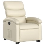 vidaXL Fotoliu rabatabil electric cu ridicare, crem, piele ecologică
